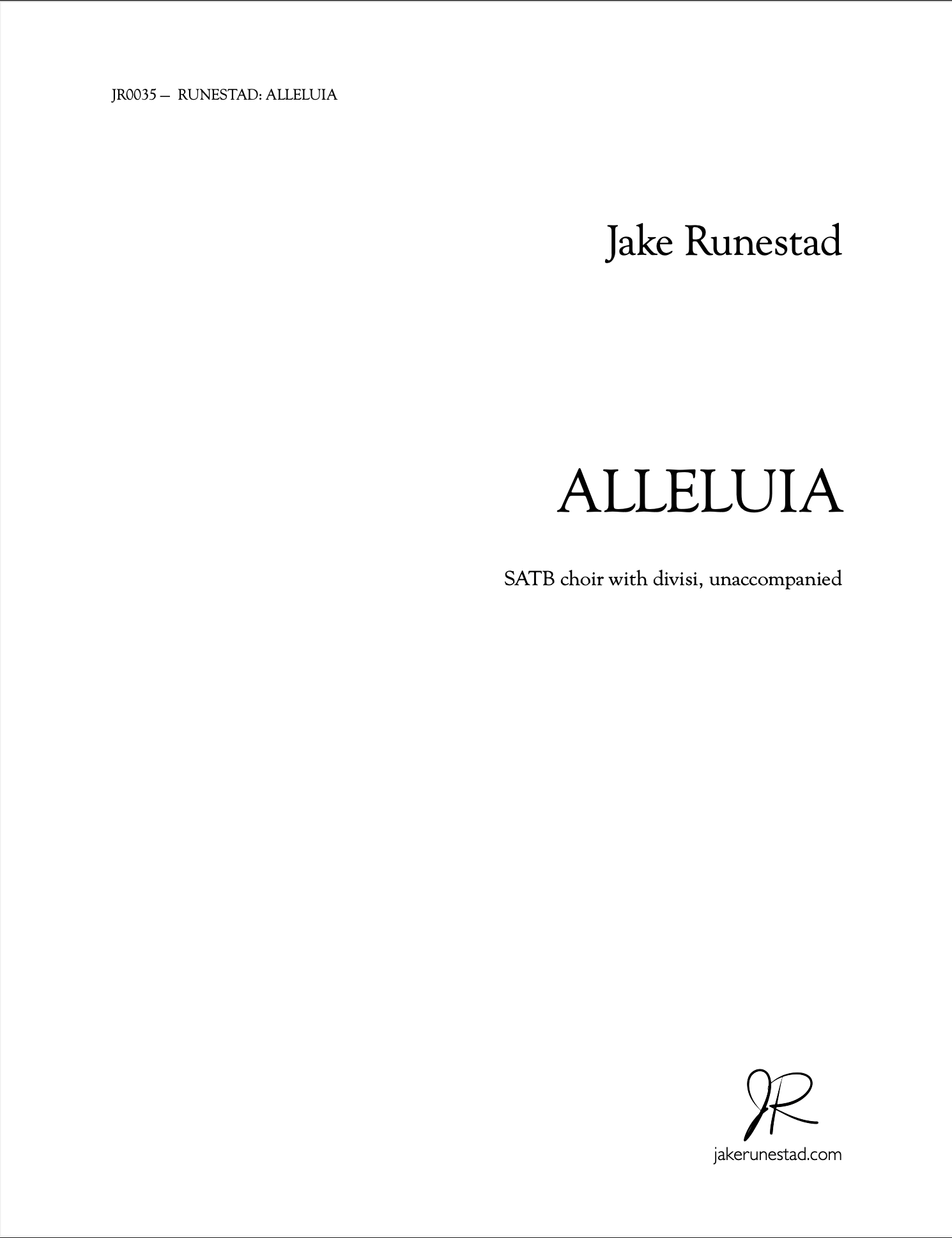 Alleluia - Jake Runestad Music