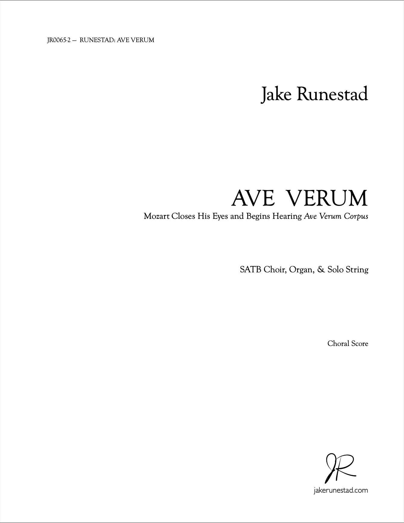 Ave Verum - Jake Runestad Music