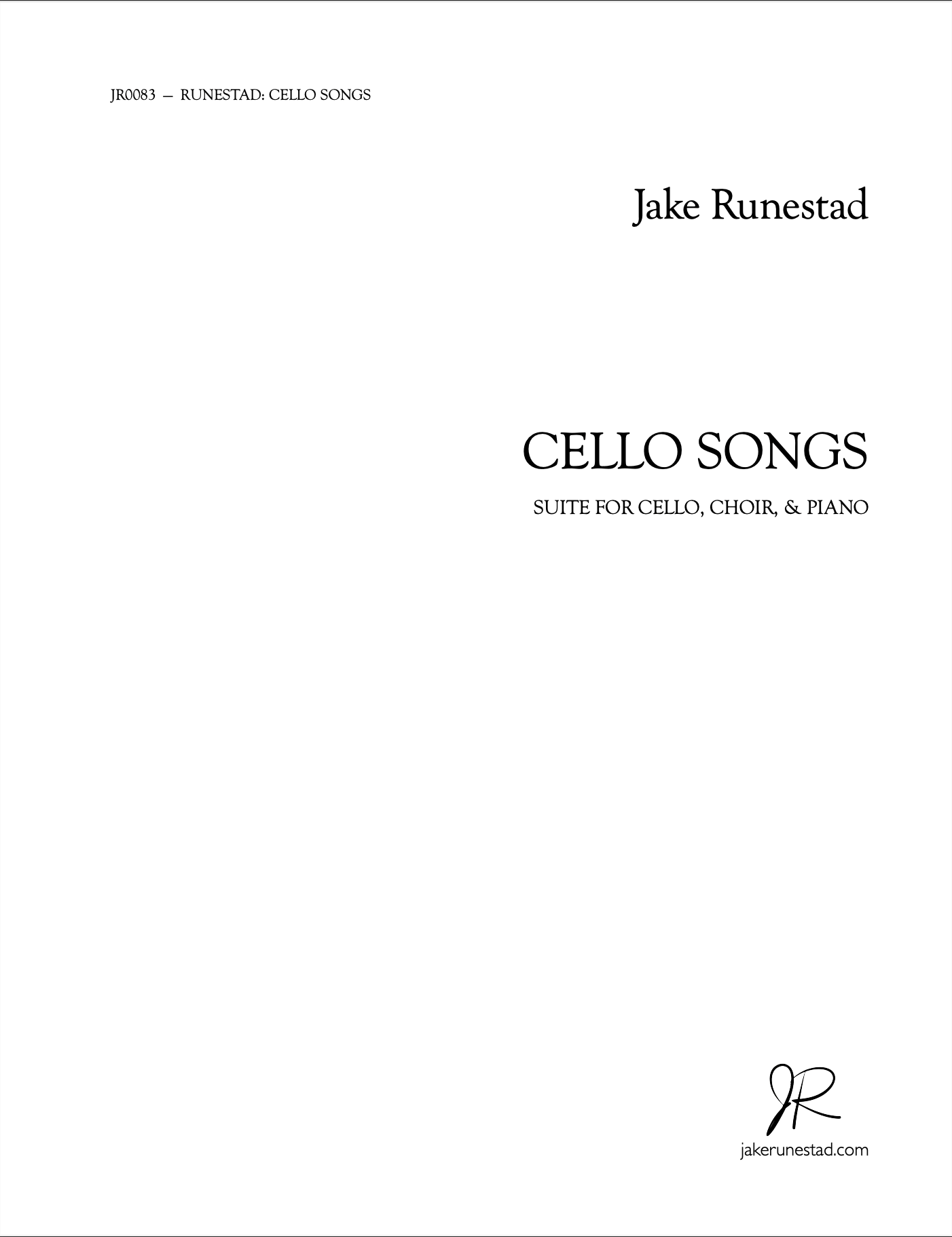 Cello Songs - Jake Runestad Music