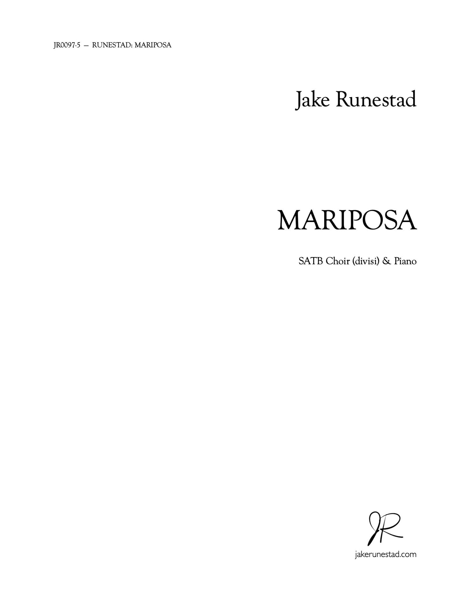 Mariposa - Jake Runestad Music