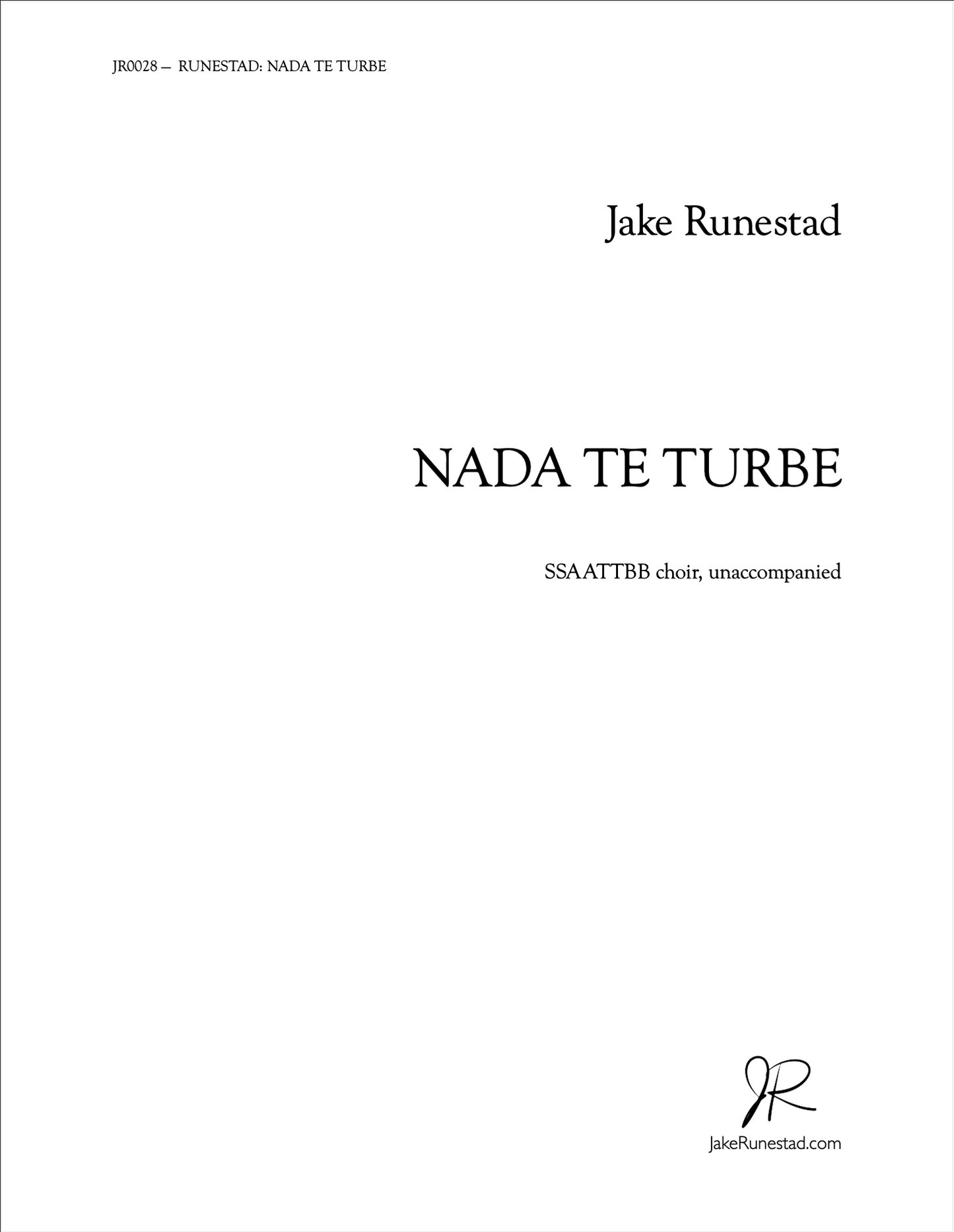 Nada Te Turbe - Jake Runestad Music