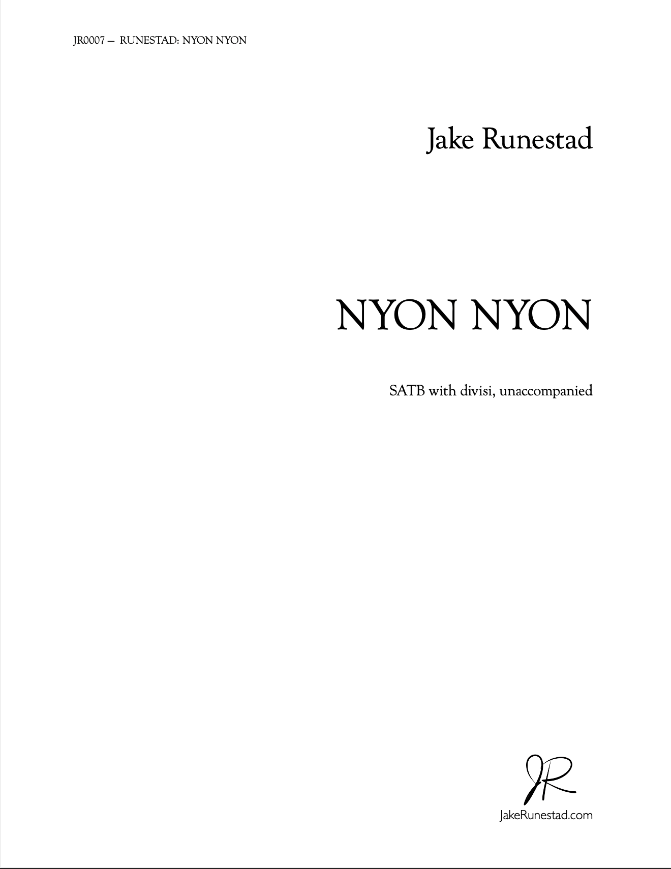 Nyon Nyon - Jake Runestad Music